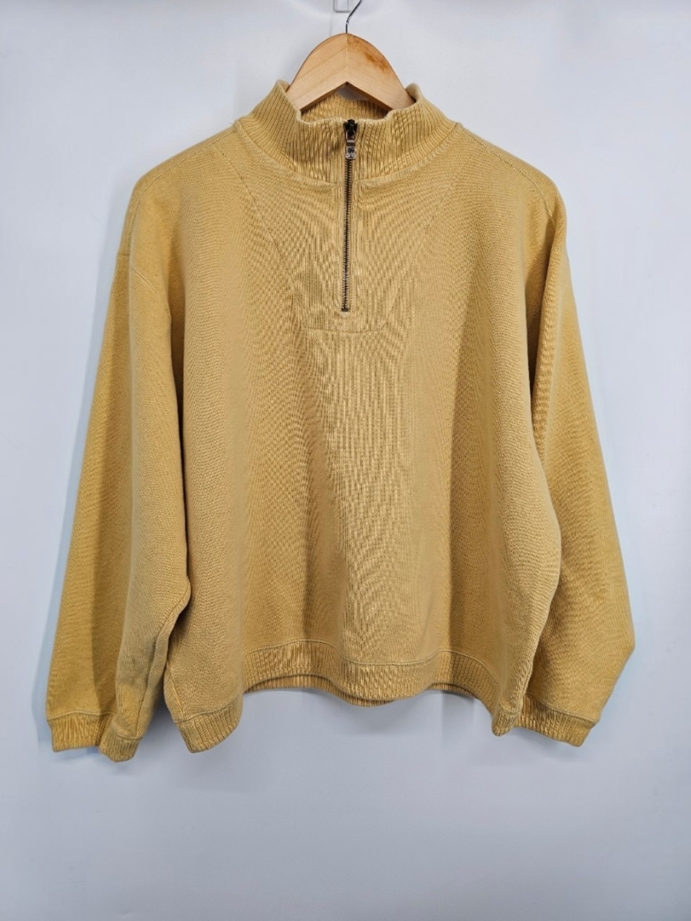 Tommy Bahama Women's M Yellow Cotton Quarter Zip Pullover Sweater